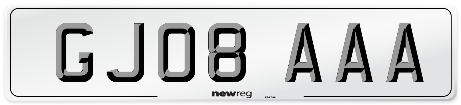 GJ08 AAA Number Plate from New Reg